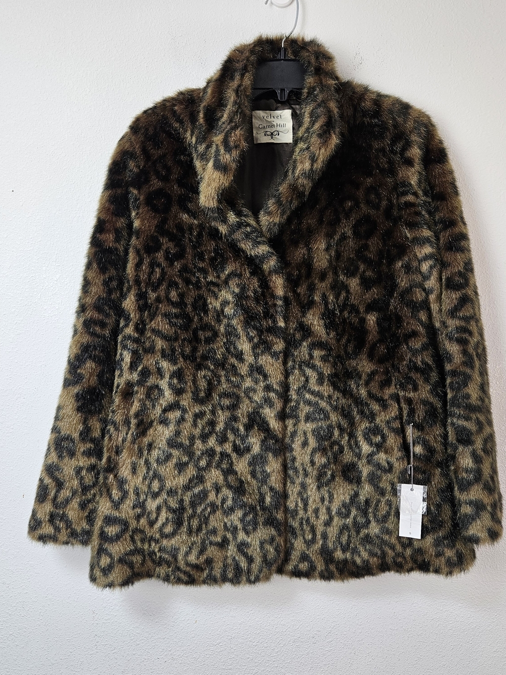 Velvet by Graham & Spencer For Garnet Hill Amani Faux Fur Animal Print Jacket S